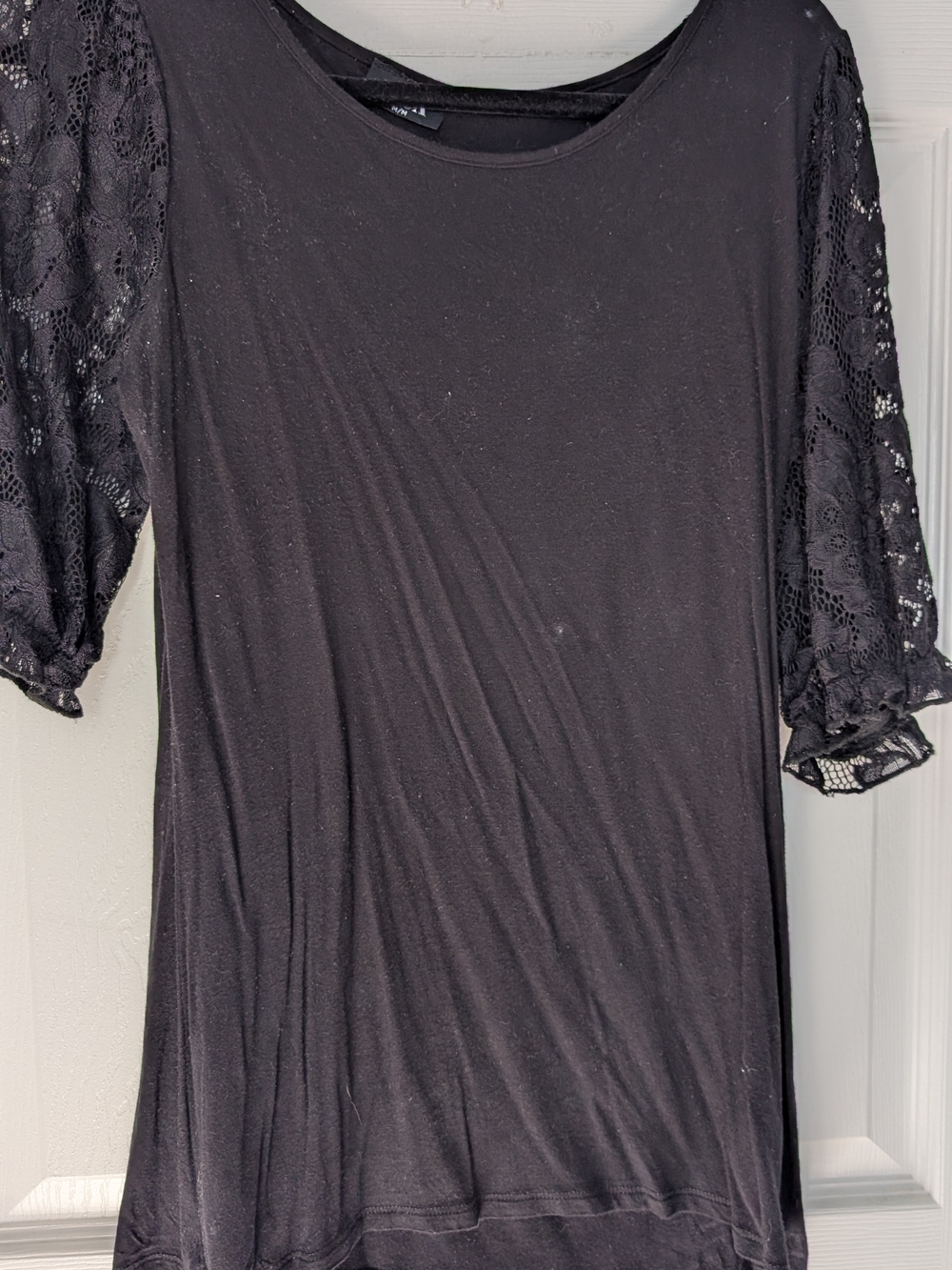Black Lace Sleeve Tunic Top By Isca